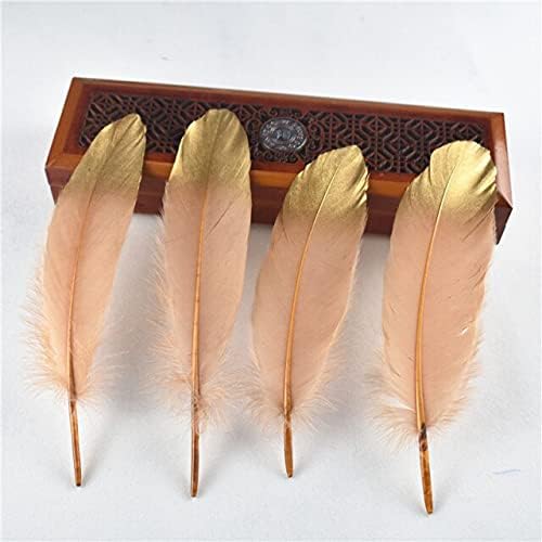 ZAMIHALAA 50pcs/lote dip de cabeça dourada penas de ganso 15-20cm/6-8 Fazamento natural de faisão para artesanato Acessórios para
