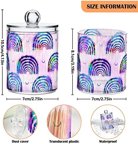 Rainbow Textura Cotton Swab Suports Recipientes de banheiro Jarros com tampas Conjunto de algodão Round Round Solder