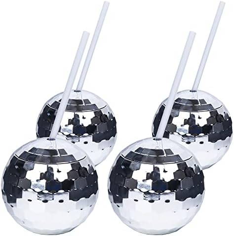 Disco Ball Cup - copos de bola de discoteca de 4pcs para festas - divertido e prático Disco Ball Sipper Cups para a véspera
