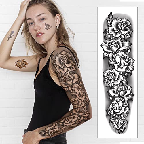 Soovsy 46 lençóis Tatuagens temporárias de braço completo para mulheres, mangas temporárias de tatuagem para homens, tatuagem impermeável