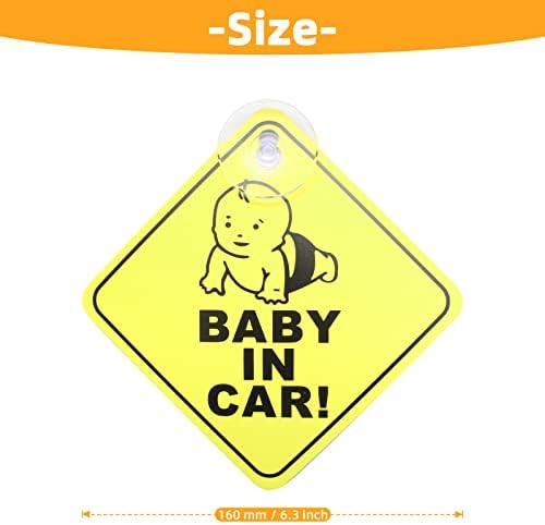 Jenbode Baby a bordo adesivo para carros 2pcs, bebê a bordo de aviso de sinais com copos de sucção, durável e forte sem resíduos