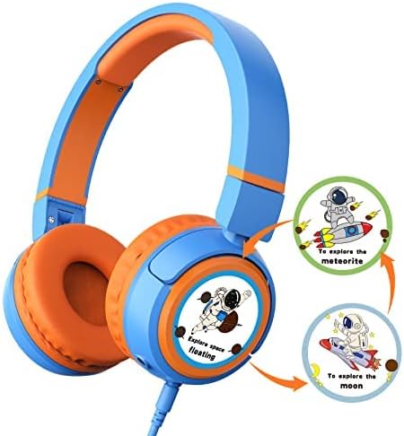 Onitoon Wired 85dB Volume Limited Over-Ear Headset, dobrável e compartilhamento port para criança, garotas infantis, meninos
