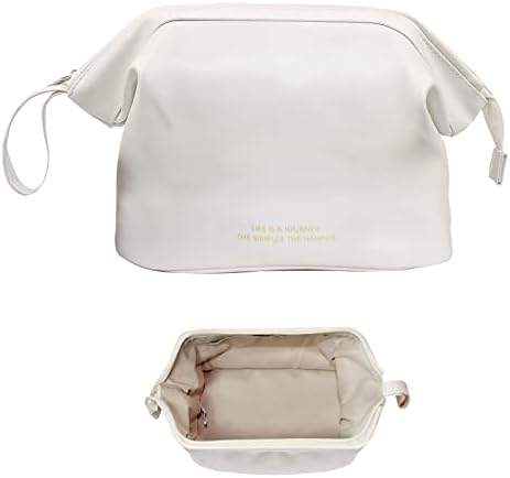 Bolsa de maquiagem de viagem Simbuy, bolsa de cosméticos de duas camadas, bolsa cosmética de couro impermeável, saco de higiene