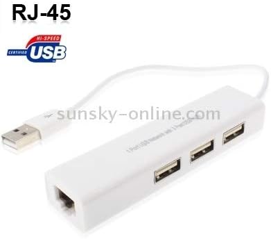 Luokangfan Llkkff Expansão multi -hub Hubs USB 1 Porta USB Network com 3 port hub USB para fêmea RJ45 Ethernet LAN Card