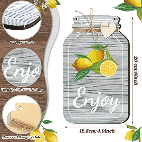 Weysat 4 PCs Lemon Wall Decor Eat Drink Aproveite o amor de madeira sinal