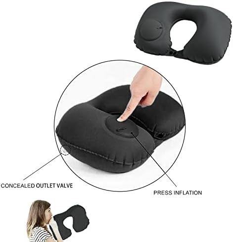Almofadas de tamanho Conjunto de 2 casos Cushion Air Inflating Button Travel Pescoço Plano Inflável Trem de carro Portátil Portátil
