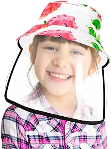 Chapéu de proteção para adultos com escudo facial, chapéu de pescador anti -sun tap, flor de dinossauro em aquarela