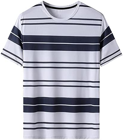 T-shirts de cor de cor listrada masculina Camisetas básicas de algodão de algodão