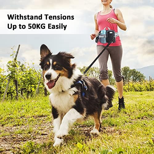 Etaccu Hands Free Dog Leash com bolsa de telefone, suporte para garrafas de água-cinta ajustável cintura de 19-38 polegadas