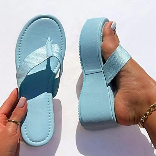Mulheres moda moda cor de cor sólida chinelos de plataforma confortável sandálias de cunha baixa sandálias de cunha para