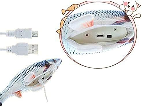 XJXJ PLUSH SIMULAÇÃO ELECTRIC FLOPPING FISH CAT TRINHOLY, Funny Cute Simulation Cat Wagging Fish Toy - Pets Interactive Chew Babet