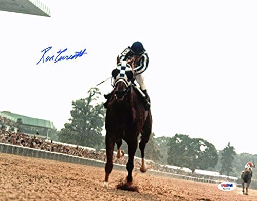 Ron Turcotte 1973 Belmont Stakes Secretariado assinado 11x14 Photo colorido PSA/DNA