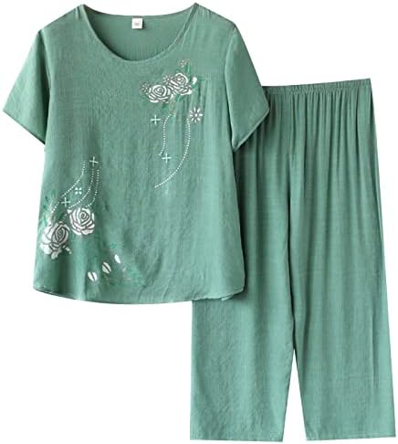 Summer sets mulheres roupas de 2 peças, camisetas e calças de manga curta e calças casuais de tamanho casual conjuntos