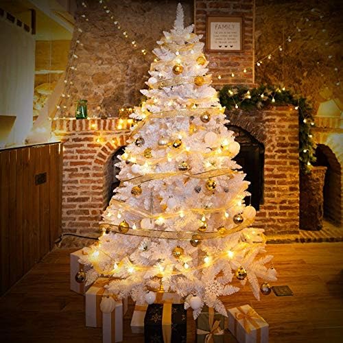 Árvore de Natal Artificial Branca Premium Premium, Árvore Full Premium W Stand dobrável de metal, árvore de pinheiro de Natal para