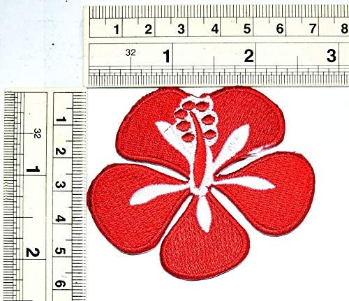 UMama Patch Set of 3 Red Hibiscus Flower Blossom adesivo Patches Flower Hawaii Diy Aplique Bordado Costura Ferro Em