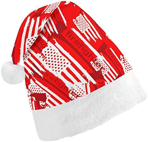 Nudquio American Bombeiro Chapéus de Natal de Papai Noel para Família de férias de Natal Impresso