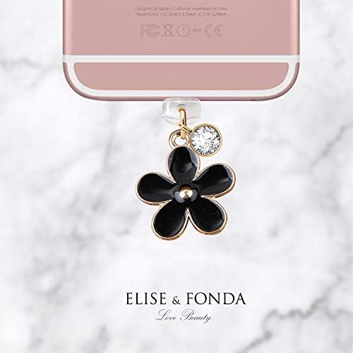 Elise & Fonda CP109 Porto de carregamento USB Anti -pó do pó de poeira Lily Flower Pingente Telefone Charme para iPhone