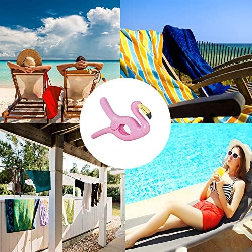 Minélice 6 peças Clipes de toalha de praia Para cadeiras de praia, clipes de toalha de toalha de toalha de praia flamingo clipes