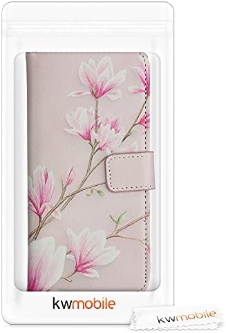 Caixa da carteira Kwmobile Compatível com Samsung Galaxy S20 Fe - Case Faux Leather Cover - Magnolias rosa/branco/rosa empoeirado