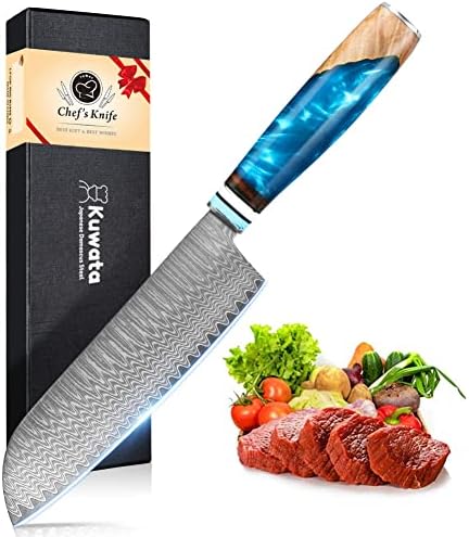 Faca Santoku, faca de cozinha de aço alemão Pro Sharp Chef na caixa de presente, nara ser o Razor Sharp, mancha e corrosão, melhor