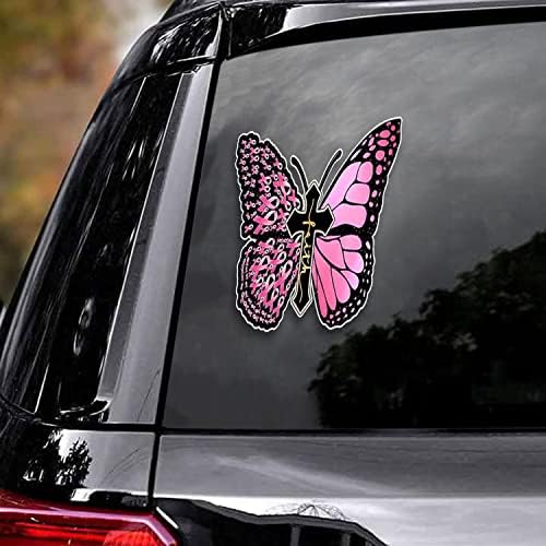 Fitas rosa borboleta meu deus minha fé adesivo de consciência de câncer de mama fé fé cruzar decalque de decalque de borboleta