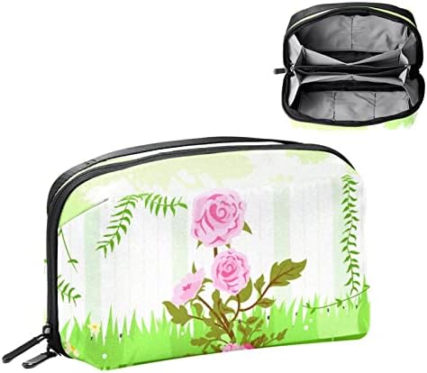 Bolsa de maquiagem de flores e borboletas para bolsa de organizador de viagem portátil para bolsa para saco de beleza de higiene