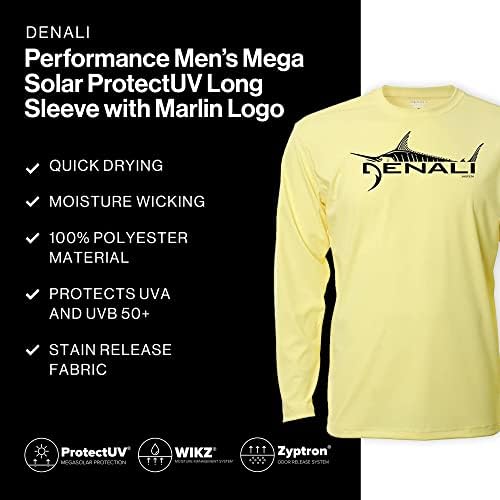 Denali Men's Marlin Logo Tournament Teaser UPF 50+ T-shirt de manga longa, proteção UV, camisa rápida de pescador seco