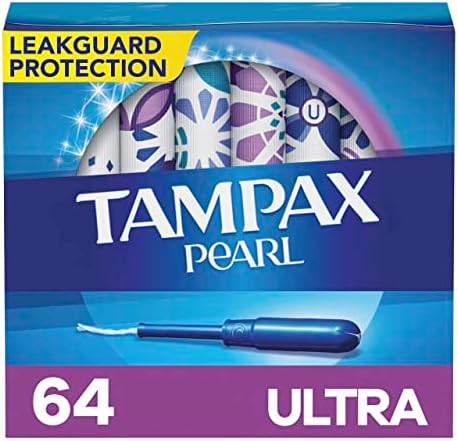 Tampax Pearl Tampões Ultra absorção com aplicador de plástico sem BPA e trança de vapor, sem século, 32 contagem