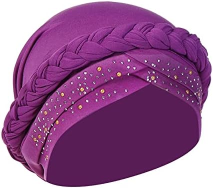 Headwrap de turbante para gorros boêmios femininos com shinestones cancerwearwarwarwarwares sólidos colorido de quimioterapia tampa