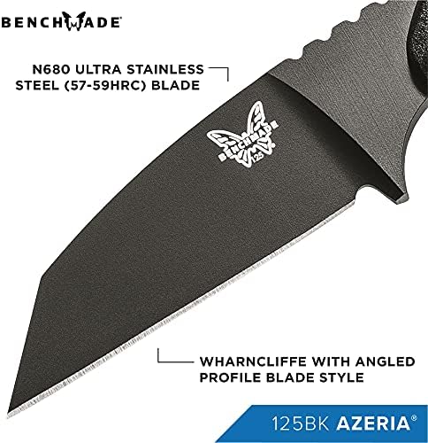 Benchmade - Faca Azinheira 125, lâmina de Whancliffe com perfil angular, borda simples, acabamento revestido, Made Is the USA