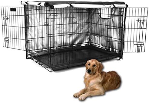 Capa de caixa de cães de porta dupla Proidl, capa à prova d'água para gaiola para cães, capa de canil de estimação