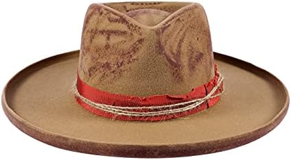 Chapéus de fedora abrangentes da aba vintage para homens de lã Felt Panama Rancher Hat com logotipo de raios angustiado/queimado