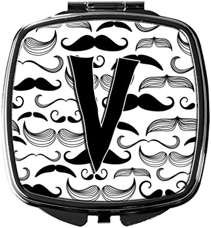 Tesouros de Caroline CJ2009-VSCM VSCM contra espelho compacto inicial do bigode, espelho de maquiagem de viagem decorativo para
