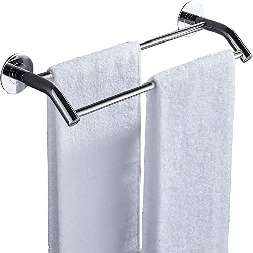 Rack de parede do banheiro, toalhas de aço inoxidável, sem soco, barra de toalha dupla do banheiro, prateleira de banheiro de cozinha/42cm