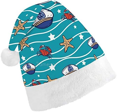 Chapéu de Papai Noel de Natal, Hat de Férias de Holida de Férias de Starfish de Caranguejo para Adultos, Unisex Comfort Hats