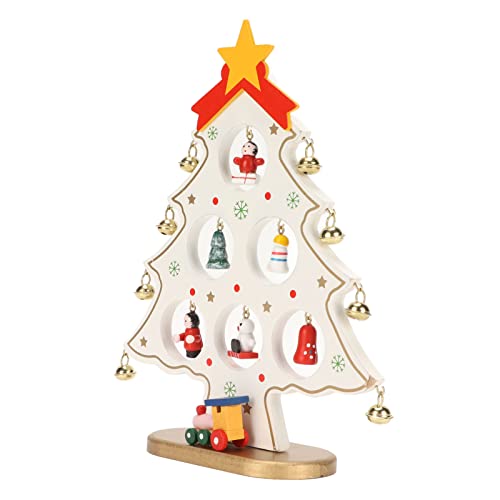 Árvore de Natal, mesa de férias na mesa de madeira colaboração com 8 sinos 7 mini árvores de natal árvores de mesa