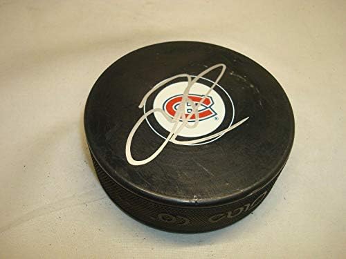 Jacob de la Rose assinou Montreal Canadiens Hockey Puck autografado 1a - Pucks autografados da NHL