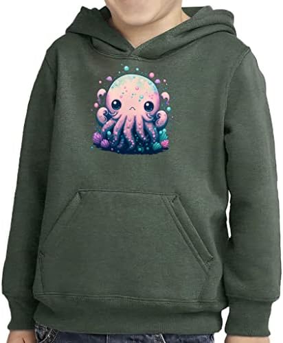Capuz de pulôver de Octopus de Octopus de Cartoon - Hoodie de lã de esponja fofo - capuz de impressão para crianças