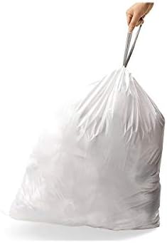 Código Simplehuman Q Sacos de lixo de cordão personalizado em pacotes de dispensadores, 50-65 litros / 8 galões, branco-240 revestimentos