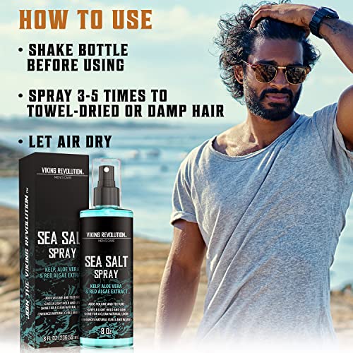 Spray de sal marinho da revolução Viking para homens de cabelo - Spray de texturização de cabelo com alê -óbaco, aloe