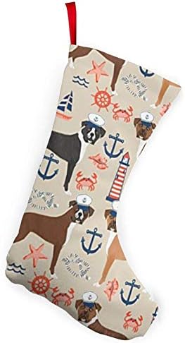 ~ Boxer cães tropicais de verão náuticos meias de Natal- meias de Natal de 10 polegadas lareira meias penduradas para a família