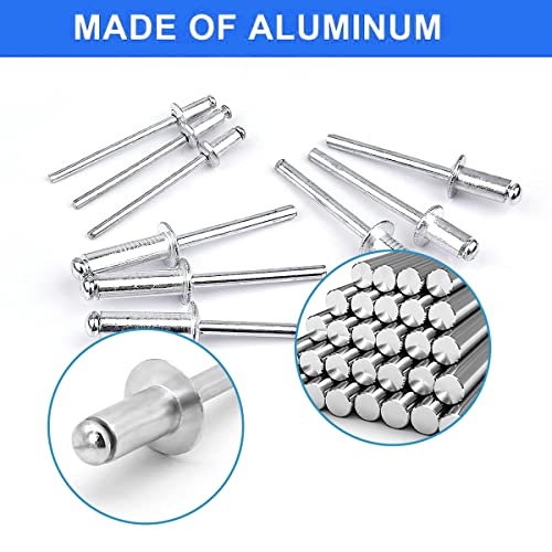 Conjunto de rebites de alumínio de 495pcs ， rebites pop cegos para kit de sortimento de metal 12 valores