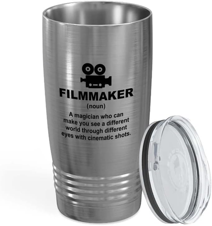 Cineasta Green Tumbler 20oz - Conte histórias através da tela - Filmmaker Gifts Camera Lens Cut Director ScriptWriter de