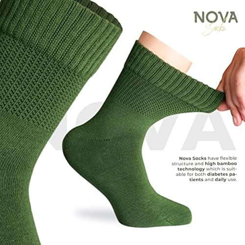 Meias diabéticas para meias de tornozelo diabético de bambu menina, largo, ideal para pernas inchadas, meias de caminhada