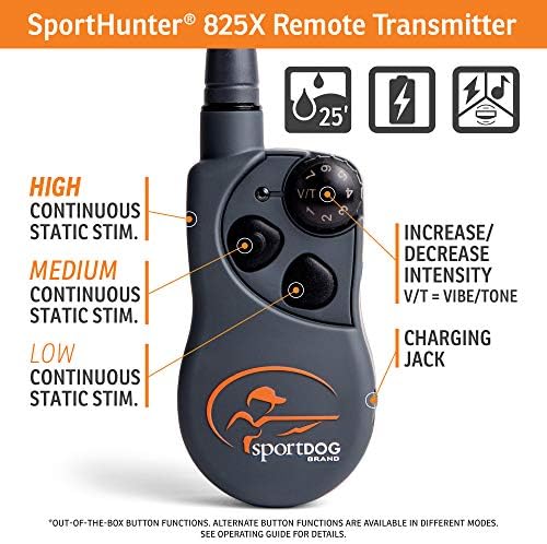 Brand SportDog SPORTHUNTER 825X Remote Trainer - Collar de treinamento para cães recarregável com choque, vibração e tom