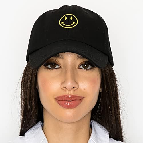 Smile Face Baseball Cap - chapéu de caminhão bordado da moda para mulheres. Chapéus fofos ajustáveis ​​na moda e leves para