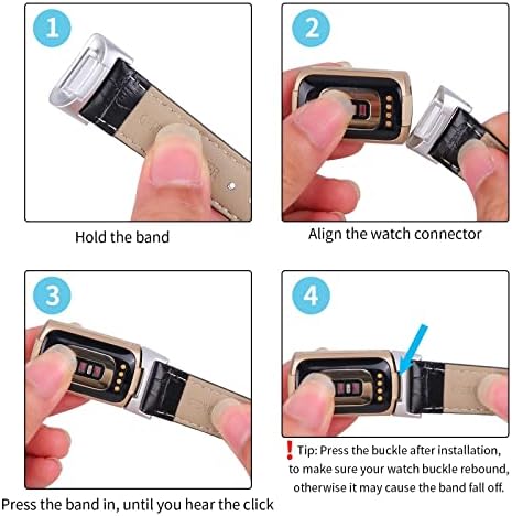 Bandas de couro compatíveis com o Fitbit Charge 5, pulseira de couro para homens, alça de substituição clássica ajustável para carga