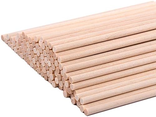 Alremo Huangxing - 100 peças de madeira hastes de madeira bastões de artesanato inacabados 3 especificações, 5mmx30cm