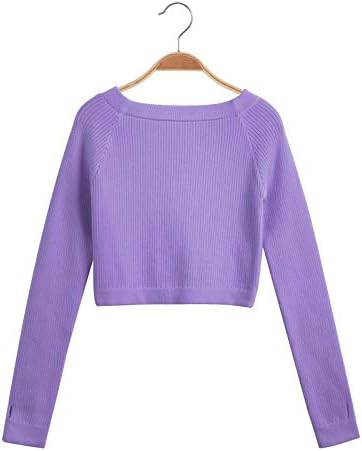 Cuulrite Girls Ballet Dance Crop Sweater Sweater de manga longa Sport Sweetshirt com buraco de polegar