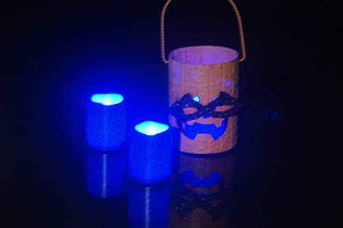 20 pacote sem chamas LED azul pequenas velas votivas bateria operava luzes de chá brilhantes para festival de mesa